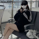 Magiopy International Luxury High-End-Marke Internet Berühmtheit der gleiche Freizeitsportanzug für Frauen 2025 Frühling Europäische Station Black Outer Black Two-teils Set S (100jin [Jin gleich 0,5 kg]))