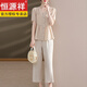 
Hengyuanxiang summer short-sleeved shirt fashionable wide-leg pants suit mother summer suit 2025 new fashionable middle-aged and elderly women two-piece set 9435 light green suit 2XL [recommended 120-130Jin [Jin equals 0.5 kg]]