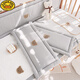 
G.DUCKKIDS crib bed fence soft pack pure cotton children's splicing bed guardrail fence anti-collision baby one-piece bed circumference heightened elegant gray (bear head pressing style) one piece length 180cm