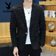 Playboy (PLAYBOY) suit jacket men's spring and autumn hairstylist slim nightclub handsome small suit Korean style trendy raw edge design top Gray L Recommended weight 110-125 Jin Jin equals 0.5 kg