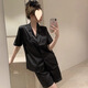 Zipjbxins Frühlings- und Herbst-Eis Silk Kurzarm-Shorts Pyjama Frauen Sommer Fühlen Sie sich lässige Heimbekleidungskleidung mit hoher Qualität-YFY-9901 m [Vorgeschlagen 80-100jin [Jin ist 0,5 kg]]