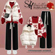 G.duck Girls' Spring Autumn and Winter Suit Junior High School Students New New Year's Clothes College Style Sweater Vest Casual Pants Three-piece Set Three-piece Set Off-White Vest + Red Sweater + Gray 160 cm L Size 105-120 Jin Jin equals 0.5 kg