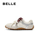 百丽（Belle）青撞色德训鞋女2025秋新商场同款时尚薄底休闲鞋E2N1DCM5预售 米白色 37 (235mm)