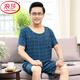 浪莎（LangSha）中老年人爸爸睡衣男士夏季棉绸短袖短裤薄款莫代尔冰丝家居服套装 2694 3XL