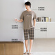 兰缪 (LAMIU)睡衣男款男士夏季纯棉2025新款短袖夏款三件套装韵家居服夏天 LJF6621乌羽色条纹 M