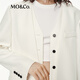MO&Co. C+ Series Fake Two-piece Suit 2025 Autumn New Arrival Collarless Shoulder Padded Outline Jacket MBE3BLA019 Beige S /160
