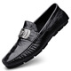 Belle 2025 crocodile pattern beanie shoes cross-border lazy driving shoes British casual men's leather shoes genuine leather cowhide 15888 black 38