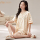 
Modal summer short-sleeved pajamas set for women with breast pads integrated home clothing large size anti-convex dots can be worn outside in summer thin style GXT1047 M
