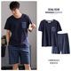 SEPTWOLVES quality men's pajamas summer pure cotton short sleeve shorts casual cotton plus fat plus size men's home clothing set 9905 models XL 140-160Jin [Jin equals 0.5 kg]