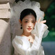 Hand-grabbing yarn puffed yarn piled yarn bride styling headdress hair accessories wedding accessories photo studio photo travel photography white hand-grabbing yarn 60cm-80cm