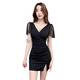 Für Zhishu Nightclub KTV sexy Kleid für Frauen Deep V Dress Spa Fußbademassage Techniker Arbeit Kleidung Hip Rock Nachtclub 3882 schwarz + 2xl empfohlen 125-135jin [Jin ist 0,5 kg]