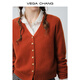 
VEGA CHANG [100% wool] wool sweater for women 2025 new autumn temperament simple cardigan sweater cherry red (wool sweater) all size