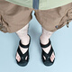 Sandalias de conducción de halcón zapatos conductoras de goma para hombres Sandalias de espiga de espiga calzadas de playa de doble propósito Pesca antideslizante Negro 5155 Sandalias de cabeza de doble propósito 44