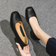 Woodpecker 2025 square-head leather work shoes for women, black, standing for a long time, soft sole, career interview, silent thick heels, Y688 black heel height 3.5 cm 38