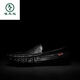 Woodpecker 2025 Printemps et été en cuir authentique Chaussures en cuir respirant décontractée pour hommes Softs Sofle Sole Hommes British One-Foot Lazy Chaussures Men 9901 Black Breathable 41