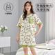 红豆（Hodo）夏季短袖睡衣套装女士自带胸垫一体家居服春秋大码薄款夏天 gxt1047 M 码建议75-95斤