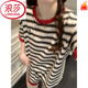 LangSha Korean striped smiley pajamas for women in summer thin simple style short sleeve shorts for wear outside 2025 new home clothing 1416 striped smiley face L