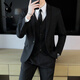 Playboy (PLAYBOY) casual suit suit men Korean style business formal suit three-piece set slim fit wedding best groom groom no iron suit jacket One button of Tibetan blue [single suit jacket] 6XL