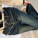 Schmale Version mit breitem Bein Jeans für Frauen in 2025 Frühlings- und Sommer-Design neuer und schlanker, vielseitiger gerader Hosen #9901 Zement Gray Regular 25 (70-80jin [Jin ist gleich 0,5 kg])