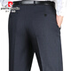 Pierre Cardin Primavera y verano Imitación de mulberry Mulberry Pantalones para hombres Pantalones de seda rectos de mediana edad de mediana edad Pantalones de mediana edad F9901# Azul oculto 29 (2 pies 2 cintura)