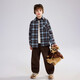 ASK JUNIOR brushed children's shirt 2026 spring medium and large children's lapel plaid contrast shirt boys jacket