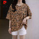 Pierre cardin large size pure cotton short-sleeved T-shirt for women fat mm covering belly hiding flesh to make them look slimming casual top for women 2025 summer clothing new style 6627 blue L 90-120Jin [Jin equals 0.5 kg]