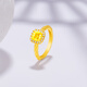 Ming Diamond International Yellow 18k Gold Ring Women's au750 Small Sugar Cube Inlaid Ring Fashionable Versatile Ring Birthday Gift for Girlfriend