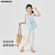 Moonkids children's clothing girls mosquito-repellent pants 2025 summer new children's pants nine-point radish pants casual wide-leg pants 15263 meters white radish pants 130 cm