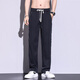 Seven Wolfs Titanium Jeans Men's Summer Thin Fashion Brand Straight Loose Men's Ice Wire Wide Legs Casual Long Trousers Drawstring GF1D02-1048 Gray 4XL 185-200Jin[Jin equals 0.5 kg]