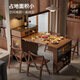 Solid wood island dining table integrated retractable slate sideboard against the wall modern simple multifunctional dining table island dining table + electric rail - walnut color installation included