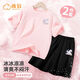 He Jiagong's new style girls' summer short-sleeved T-shirt suit summer ice silk cool top medium-sized children's quick-dry shorts DGR15829X purple + NIA15829K black 90 cm Recommended 20-25 Jin [Jin equals 0.5 kg]