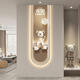 
Sanqihu modern light luxury living room perpetual calendar electronic wall clock violent bear clock porch wall hanging vertical strip decorative painting 14699 with digital display mute clock 70*210cmled lamp painting power bank remote control number