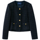 Drei Farbe 2025 Herbst Neuer alte Qianfeng Xiaoxiang Jacke Loose Short Round Neck Cardigan Single Breast M Navy Blue S 155/80A