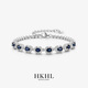 HKHL 925 silver natural sapphire bracelet with certificate, light luxury high-end jewelry for women, birthday gift for girlfriend, 3.6 carat natural sapphire bracelet, certificate + light luxury gift box
