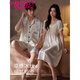 Modal [2 sets] couple pyjamas d'été femmes glacière de soie pure noire sexy avec poitrine poitrine de vêtements pour hommes costume d698 manches courtes-smoke violet un homme et une femme m femelle + mâle l l l
