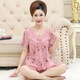 
Victoria's style middle-aged mother pajamas for women in summer pure cotton short-sleeved home clothes middle-aged and elderly thin cropped pants two-piece set Y3937 2XL