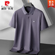 Pierre Cardin (Pierre Cardin) plus gras plus grande taille Polo en coton mercerisé. T-shirt de revers décontracté à manches courtes pour hommes à manches courtes.