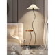 
LDVEP pleated floor lamp storage rack integrated living room sofa coffee table vertical desk lamp bedroom bedside table decorative atmosphere light B style black + beige lampshade [15843cm] single