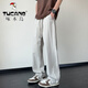 Pantalones de pájaros carpinteros para hombres en verano Seda de seda delgada de pantalones casuales rectos sueltos para niños Sports de color fresco de color mareado pantalones de patas abiertas K6636 Khaki XL alrededor de 125-145 Jin [Jin equivale a 0.5 kg]