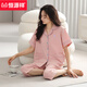 Hengyuanxiang Xinjiang Pajamas Ladies 2025 Summer Nuevo pantalones de manga corta Cárdigan para mediana edad y jóvenes sobre la rodilla Ropa del hogar delgada de manga corta #N9896 4XL [adecuado para 180-200JIN [Jin Ecua 0.5 kg]]]]]]]