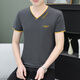 UNI QLO Uniqlo's same summer men's short-sleeved T-shirt pure cotton trendy and versatile V-neck young handsome top thin style Uniqlo black QY693 M
