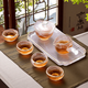 Xianjuren high-end gilt glazed cloud and mist travel kung fu tea set simple complete set of tureens and fair cups teacup gift box Phnom Penh Bingyun hand-grabbed tureen set dry brewing table 7 pieces