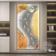 Tiger de trois acres avec des lumières et neuf images de poisson Hall d'entrée peintures décoratives version verticale couloir peintures suspendues simples HJ-6625 moderne 90 * 180 Style de lampe légère blanche froide