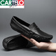 CARTELO men's shoes for autumn new summer breathable cowhide bean shoes genuine leather men's soft sole British casual leather shoes brown mesh (9901) 38