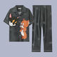 Ttpmer Pajamas Algodón de algodón de verano para hombres Pantalones de manga corta Cárdigan de verano delgada Juvenía de ropa para juventud de gran tamaño G3881 Azul (manga corta) 180 XL [recomendado 120-140Jin [Jin equivale a 0.5 kg]]