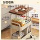 Zhenyan selected storage rack floor-standing movable cart snack rack storage rack living room multi-layer shelf kitchen storage rack small shelf 15MM countertop reinforced model three-layer milk tea color comes with stickers