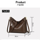 Kangaroo Kara genuine leather women's bag 2025 autumn and winter new large-capacity soft leather shoulder bag crossbody bag women's bag lightweight coffee brown (hand bag + card holder + gift box)
