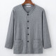 Dad wear cotton long-sleeved shirt men's shirt thin cardigan T-shirt middle-aged and elderly men's clothing grandpa spring and autumn summer pure cotton lapel m1342 Navy blue M 80-110Jin [Jin equals 0.5 kg]