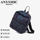 Anysmic Luxury High-End-Marke-Tasche Frauenbeutel Diamant Rucksack Geometrisches Diamant Luminous Farbänderung Spleißen Schoolbag Laser Purple