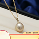 Handi skin white champagne gold 18K gold simple South Sea gold bead pearl pendant single drop-shaped seawater necklace